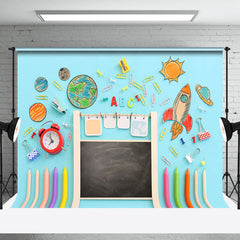 Lofaris Stationery Planet Clock Blue Back To School Backdrop