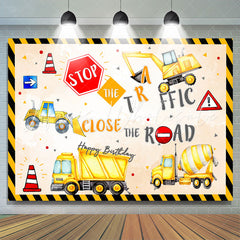 Lofaris Stop The Traffic Close Road Boys Birthday Backdrop