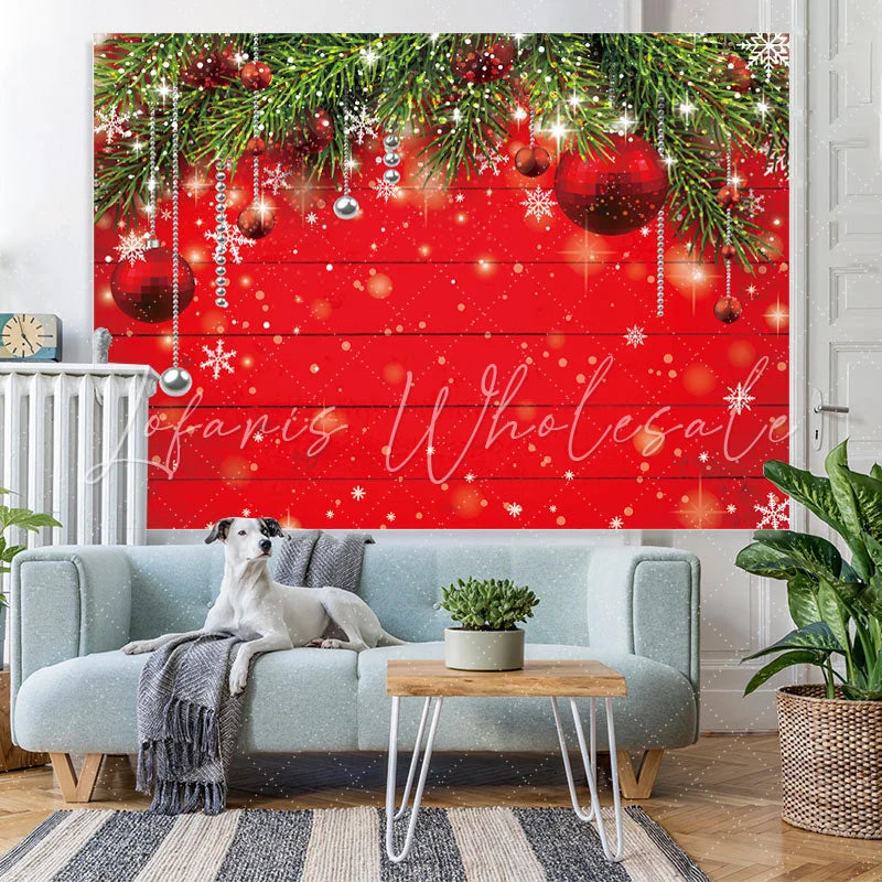 Lofaris Strings Of Silver Beads With Christmas Tree Backdrop