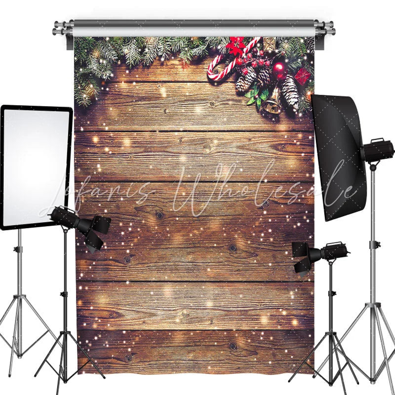 Lofaris Stripe Wooden Glitter Christmas Backdrop For Party