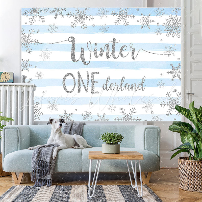 Lofaris Striped And Blue Winter 1 Decland Birthday Backdrop