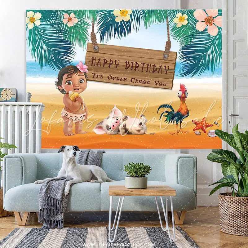 Lofaris Summer Beach Theme The Ocean Chose You Birthday Backdrop