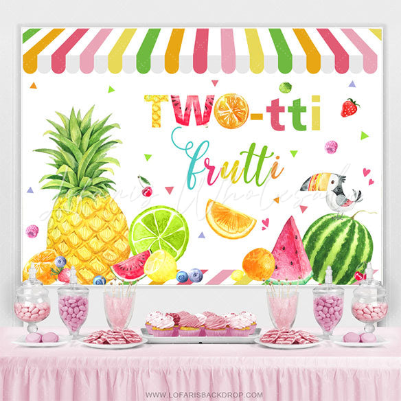 Lofaris Summer Fruits 2nd Happy Birthday Backdrop Decoration