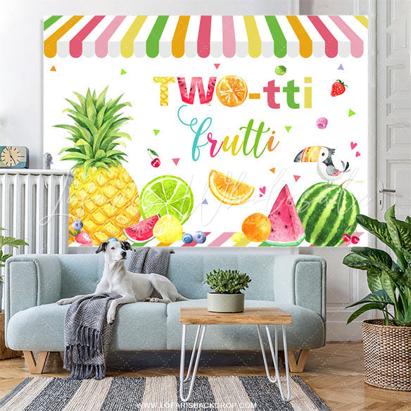 Lofaris Summer Fruits 2nd Happy Birthday Backdrop Decoration
