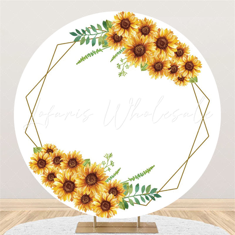 Lofaris Sun Flower Geometry Pattern Round Birthday Backdrop