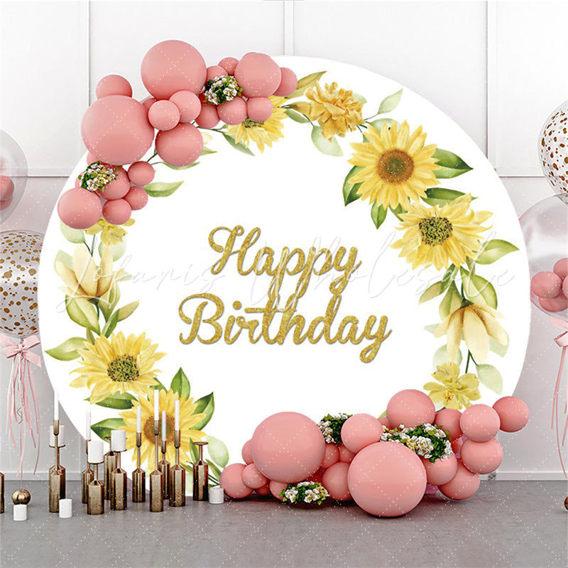 Lofaris Sunflower Wreath Birthday Round Backdrop For Party