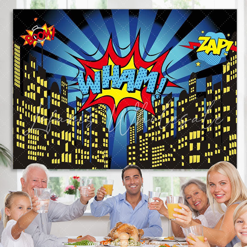 Lofaris Super City Theme Photo Booth Birthday Party Decoration