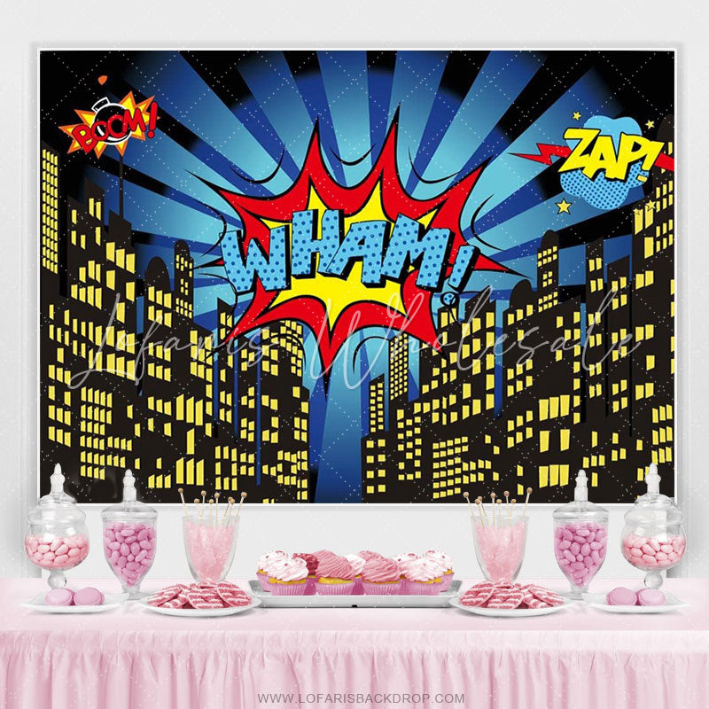 Lofaris Super City Theme Photo Booth Birthday Party Decoration