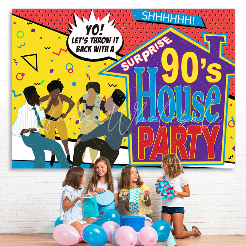 Lofaris Surprise 90¡¯S House Party With Abstract Lines Backdrop