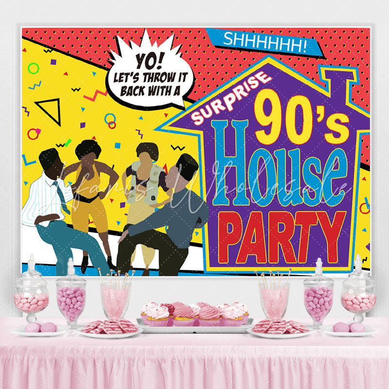 Lofaris Surprise 90¡¯S House Party With Abstract Lines Backdrop