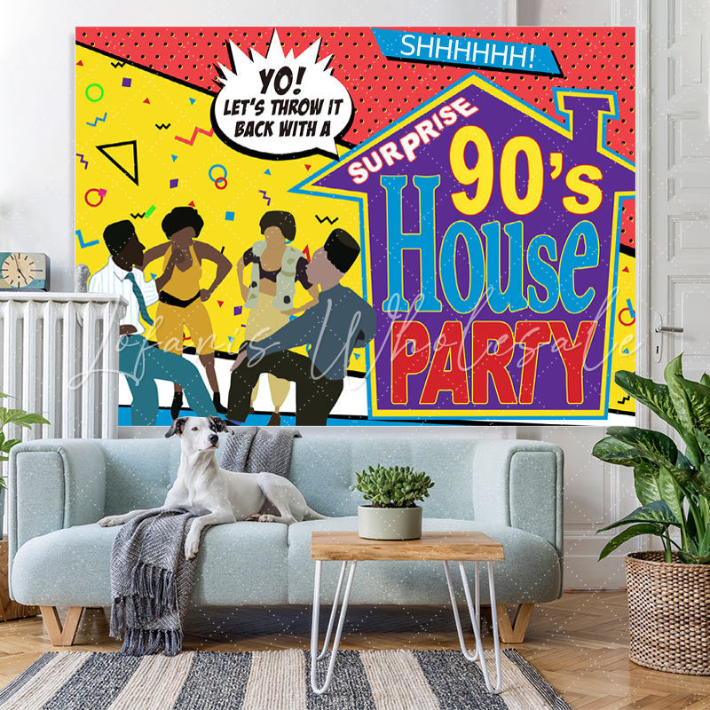 Lofaris Surprise 90¡¯S House Party With Abstract Lines Backdrop