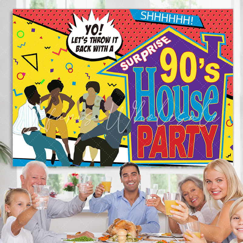 Lofaris Surprise 90¡¯S House Party With Abstract Lines Backdrop