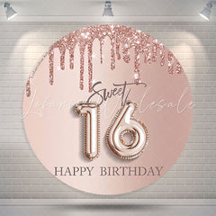 Lofaris Sweet 16 Rose Pink Birthday Round Backdrop Cover
