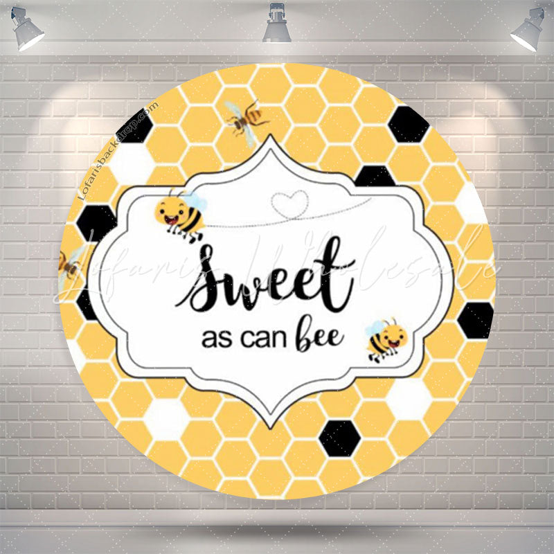 Lofaris Sweet As Can Bee Yellow Honey Round Baby Shower Backdrop