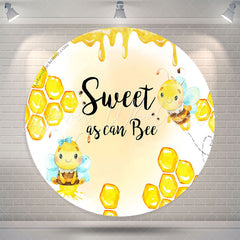 Lofaris Sweet As Can Bees Gold Honey Round Baby Shower Backdrop