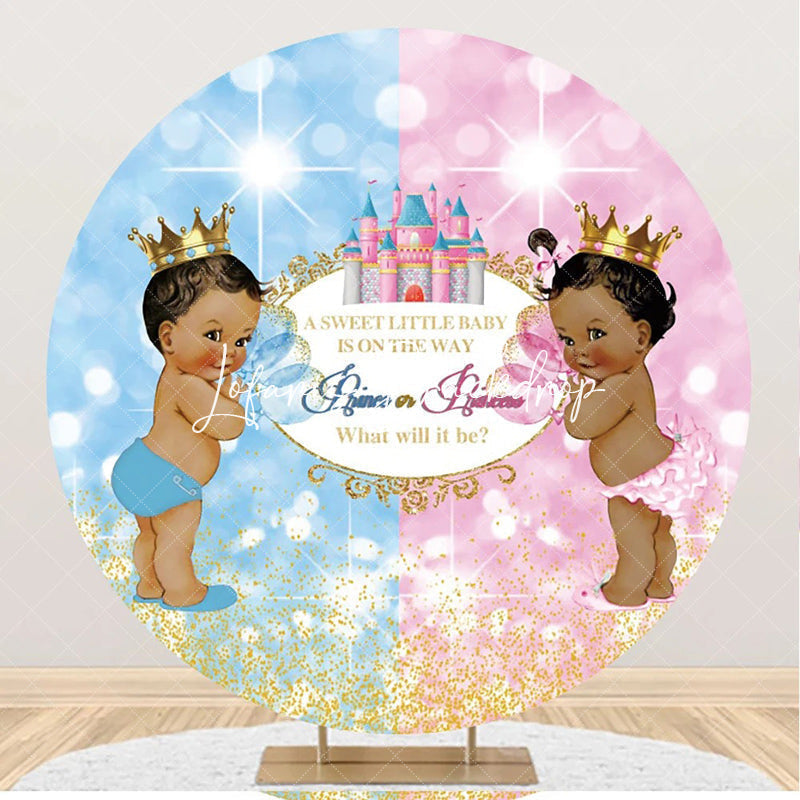 Lofaris Sweet Baby Graffiti Round Gender Reveal Backdrop