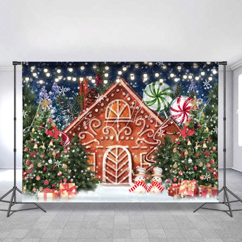 Lofaris Sweet Candy And Red House Backdrop For Chrismas Party
