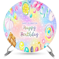 Lofaris Sweet Celebration Candy Round Birthday Backdrop