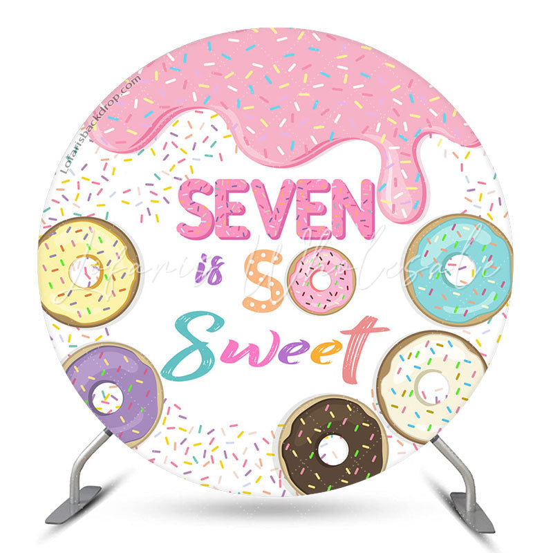 Lofaris Sweet Donuts Circle 7th Birthday Backdrop For Girls