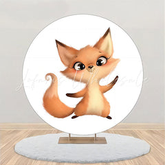 Lofaris Sweet Orange Fox White Round Baby Shower Backdrop