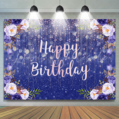 Lofaris Sweet Purple Flower Bokeh Happy Birthday Backdrop