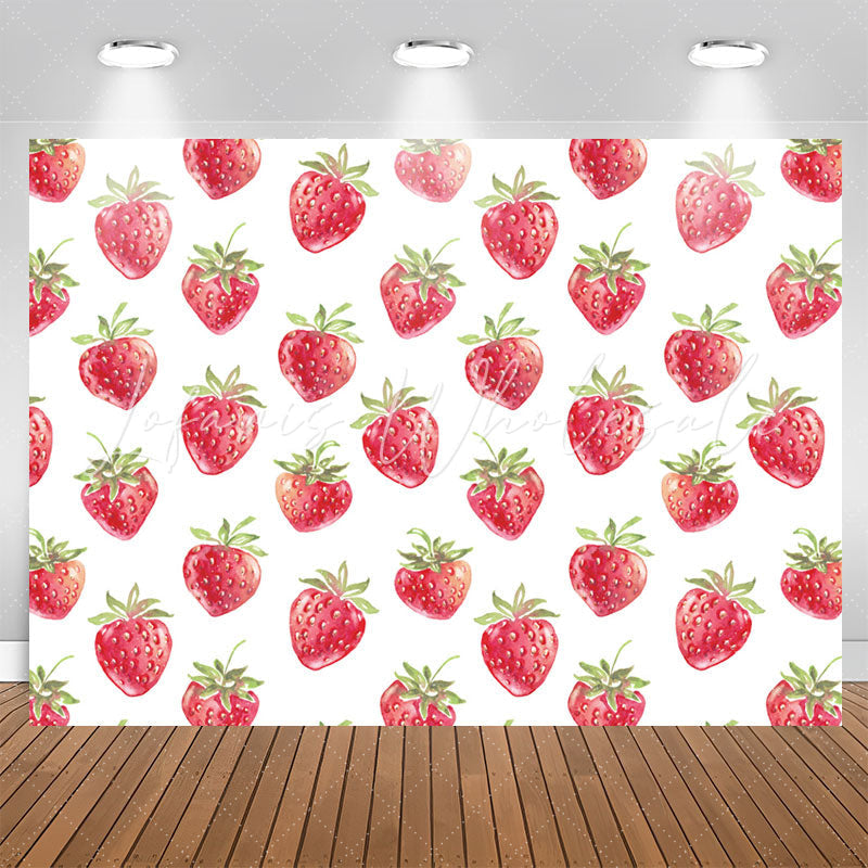 Lofaris Sweet Strawberries White Backrop For Birthday Party