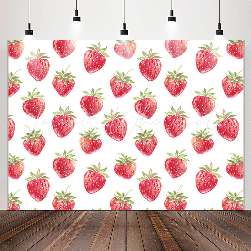 Lofaris Sweet Strawberries White Backrop For Birthday Party