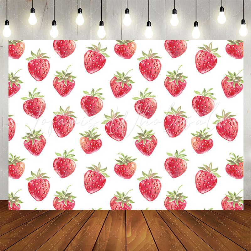 Lofaris Sweet Strawberries White Backrop For Birthday Party