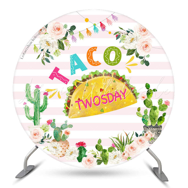 Lofaris Taco Twosday Cactus Round 2nd Birthday Backdrop