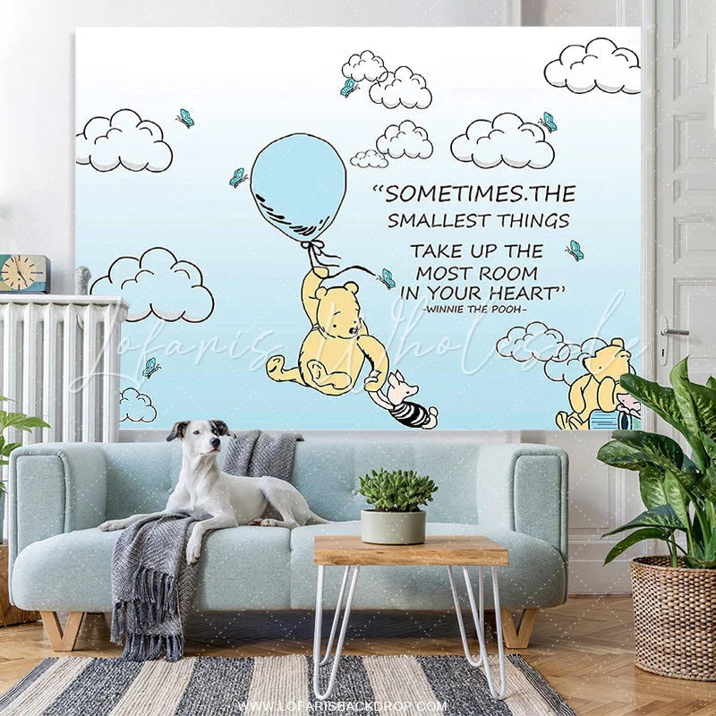 Lofaris Teddy Bear And Pig Light Blue Sky Birthday Backdrop