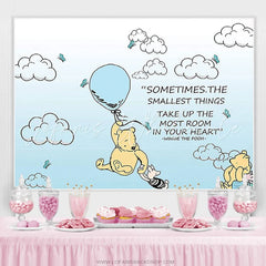 Lofaris Teddy Bear And Pig Light Blue Sky Birthday Backdrop