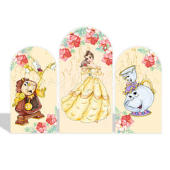 The Beauty And Beast Theme Birthday Party Arch Backdrop Wall Cloth Cover