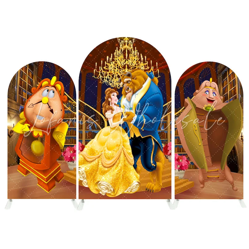 The Beauty And The Beast Birthday Baby Shower Party Ground Arch Backdrop Wall Cloth Cover