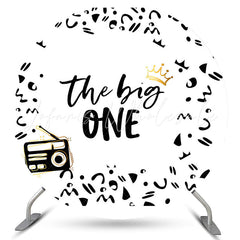 Lofaris The Big One Black Radio 1st Birthday Round Backdrop