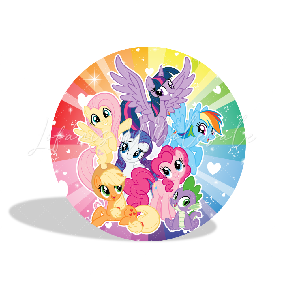 The Little Pony Birthday Party Round Backdrop Cover Plinth Cylinder Pedestal Cloth Cover