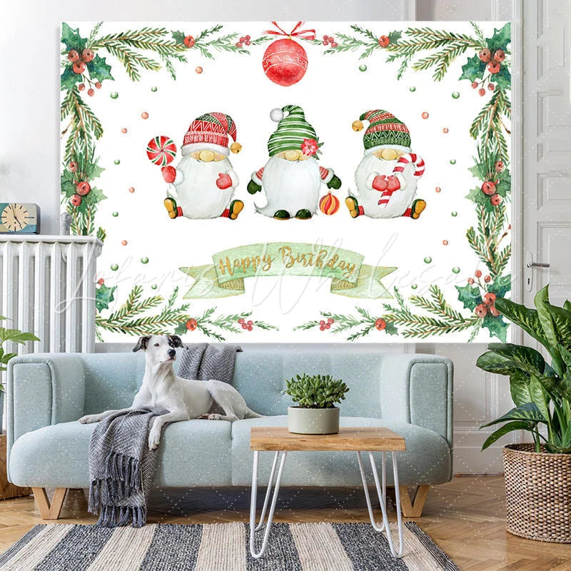 Lofaris Three Lovely Santas Christmas themed Birthday Backdrop