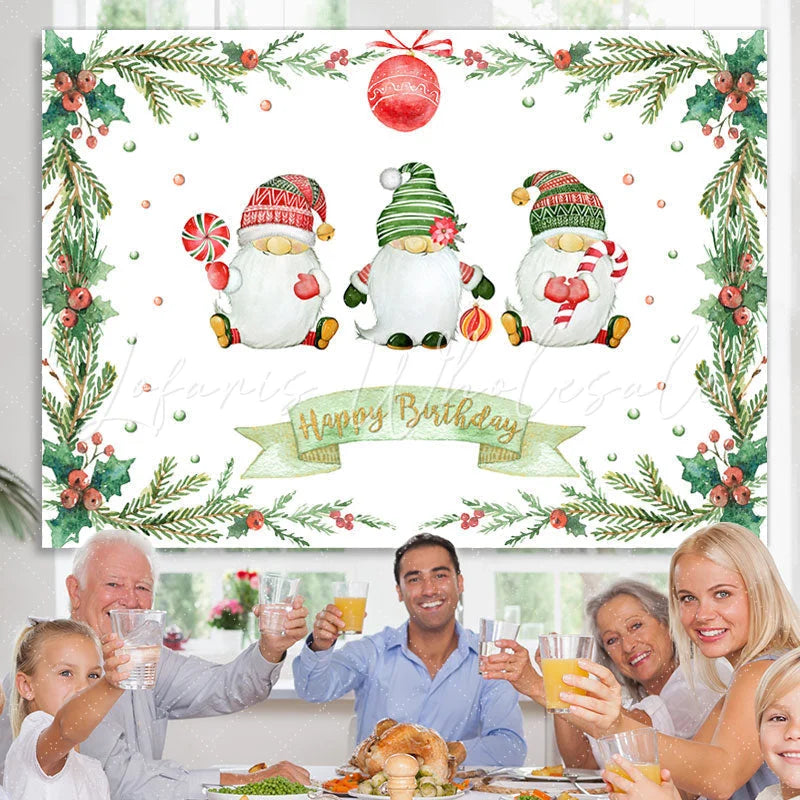 Lofaris Three Lovely Santas Christmas themed Birthday Backdrop