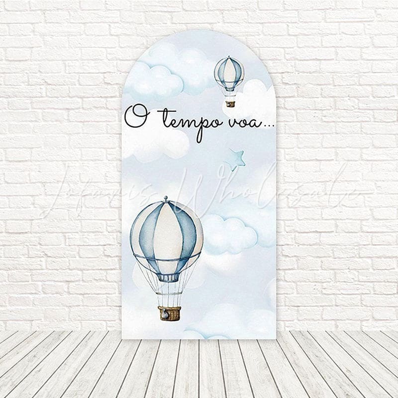 Time Flies Hot Air Balloon Arch Backdrop for Fun Event Decor