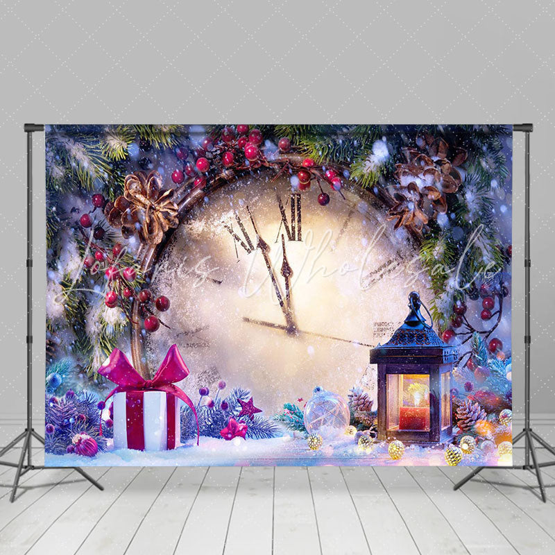 Lofaris Timepiece Snowy Present Plants Christmas Backdrop