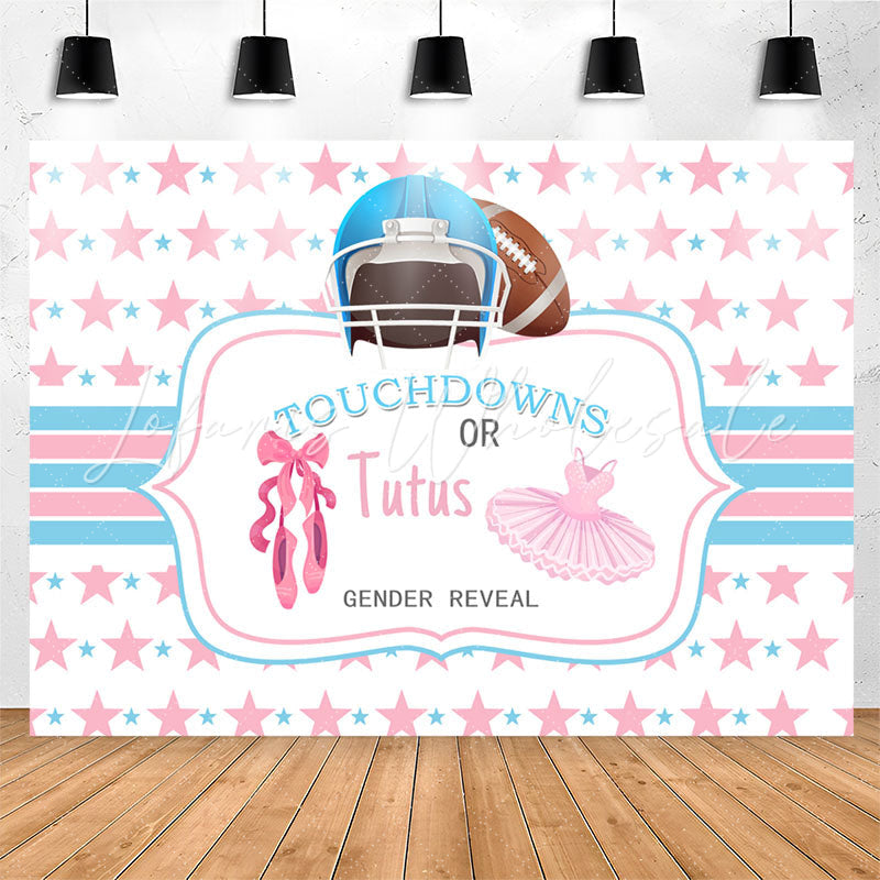 Lofaris Touchdown Or Tutu Blue Pink Gender Reveal Backdrop
