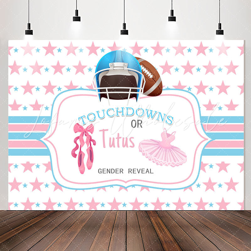 Lofaris Touchdown Or Tutu Blue Pink Gender Reveal Backdrop