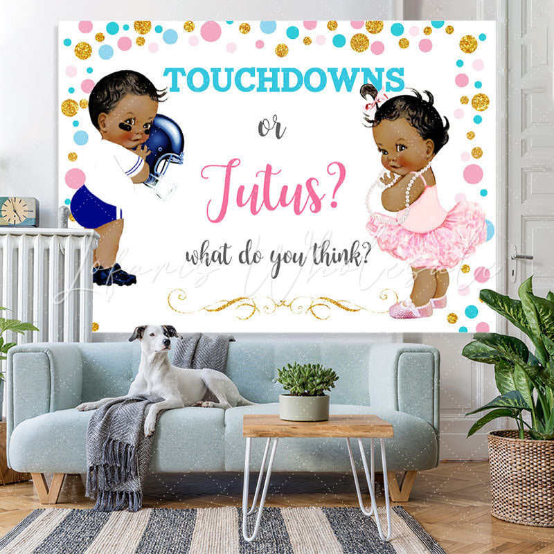 Lofaris Touchdowns Or Jutus White Baby Shower Backdrop For Twins