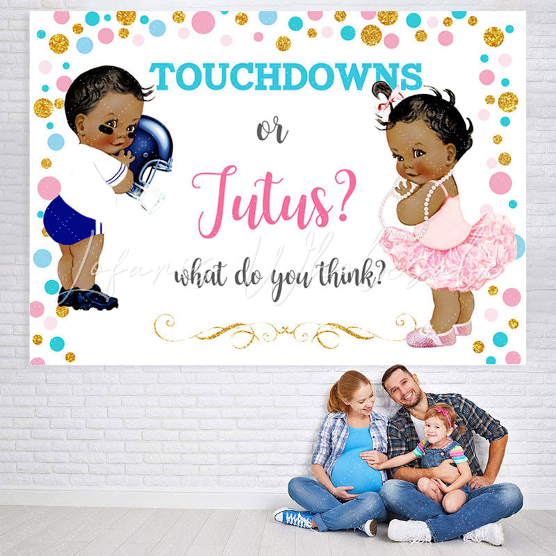 Lofaris Touchdowns Or Jutus White Baby Shower Backdrop For Twins
