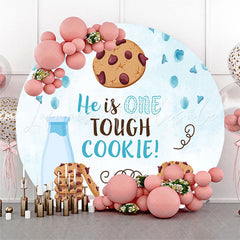 Lofaris Tough Cookie Light Blue Round 1st Birthday Backdrop
