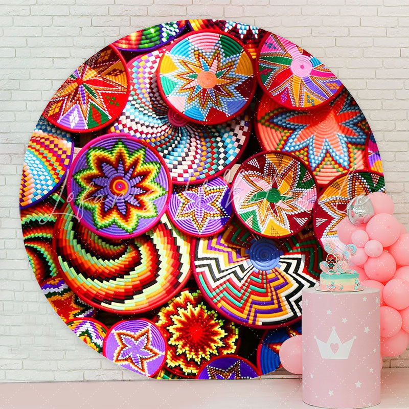 Lofaris Traditional Ethiopian Floral Pattern Circle Backdrop