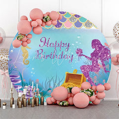 Lofaris Treasure Sparkle Mermaid Round Backdrop For Birthday