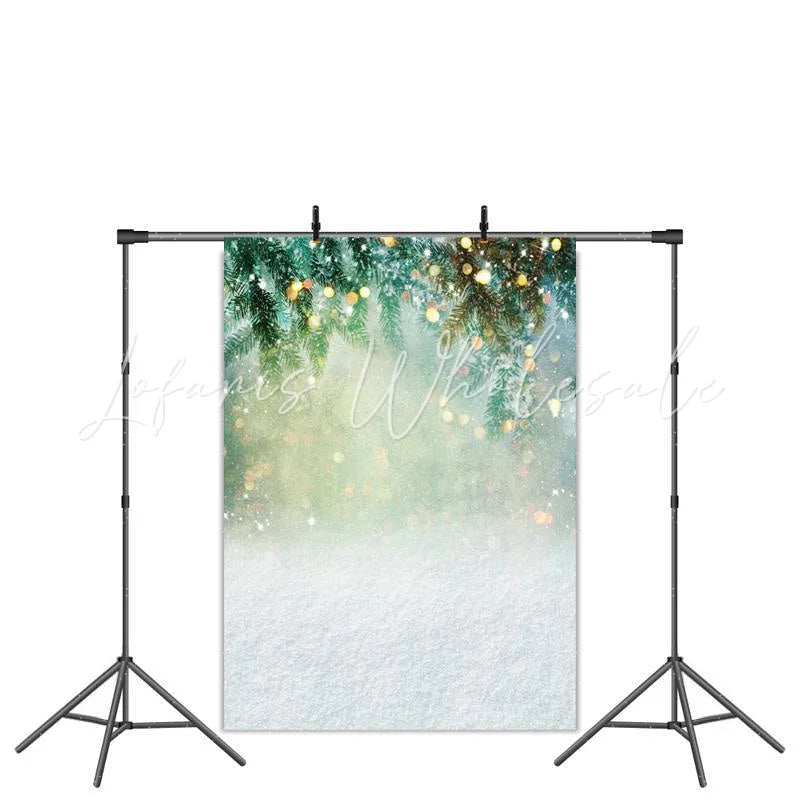 Lofaris Tree Snow Gold Glitter Bokeh Winter Christmas Party Backdrop