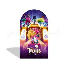Trolls Theme Cartoon Arch Backdrop Wall Cloth Cover For Birthday Baby Shower Party