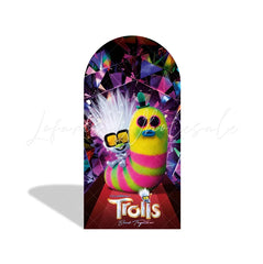 Trolls Theme Cartoon Arch Backdrop Wall Cloth Cover For Birthday Baby Shower Party