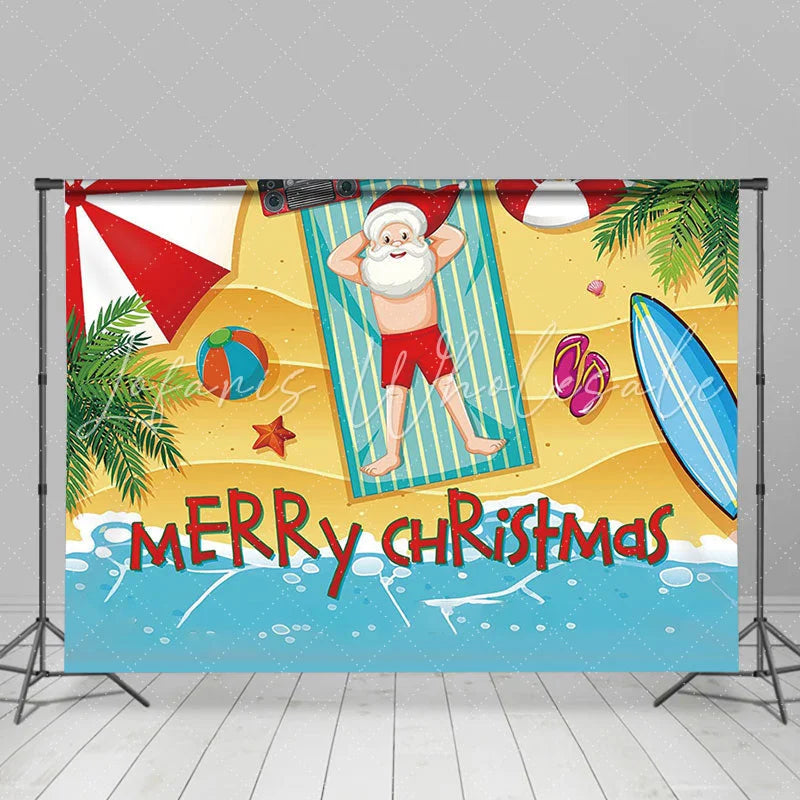 Lofaris Tropical Summer Beach Christmas In July Backdrop